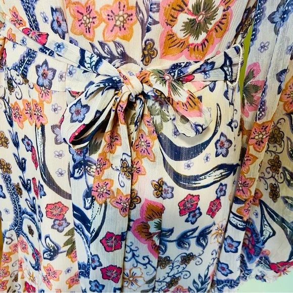 LOFT Floral Puff Sleeve Mini Flare Dress size 12 - Picture 8 of 11